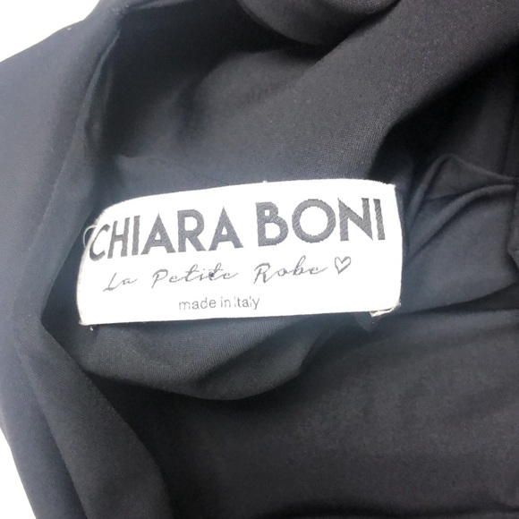 CHIARA BONI Adania Ruffle Jersey Halter Midi Dress - Black Size 12 - Picture 8 of 9